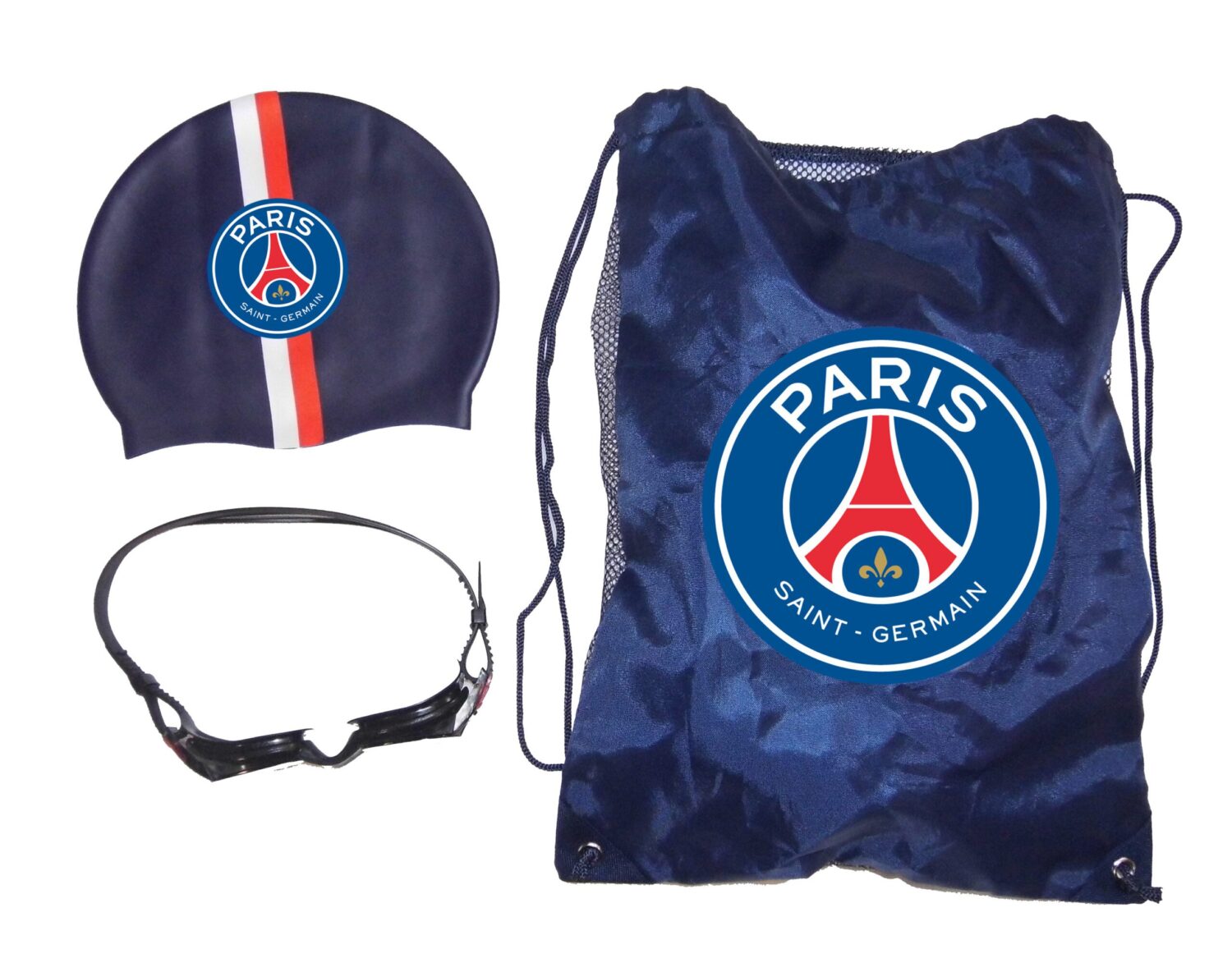 Set d'accessoires de piscine - Paris Saint Germain - Bonnet + Lunettes +  Sac
